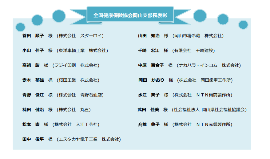 令和3年健康保険委員表彰　支部長表彰